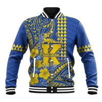 Personalised Hawaii Kaiser High School Baseball Jacket Tribal Tattoo With Hibiscus Flowers