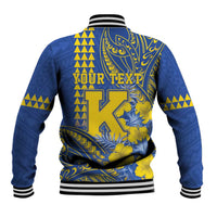 Personalised Hawaii Kaiser High School Baseball Jacket Tribal Tattoo With Hibiscus Flowers