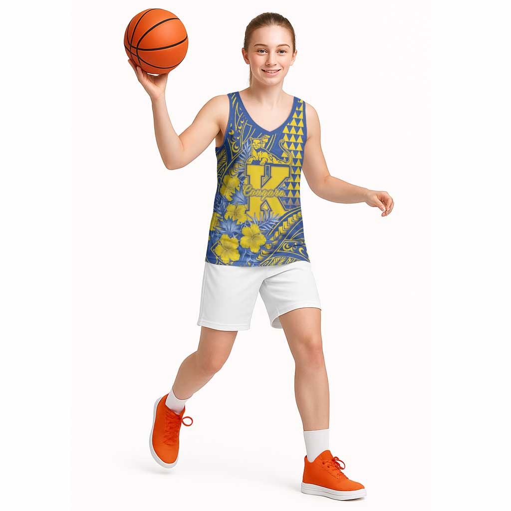 Personalised Hawaii Kaiser High School Basketball Jersey Tribal Tattoo With Hibiscus Flowers