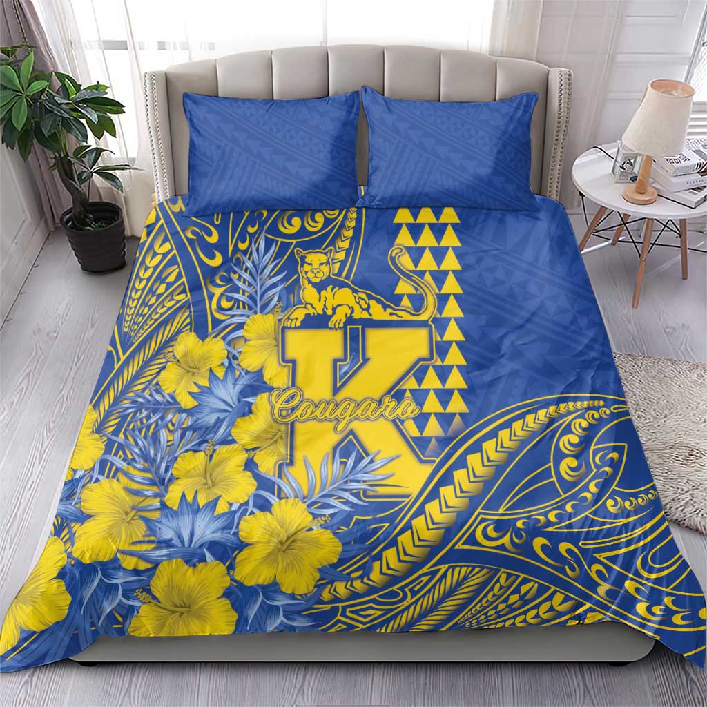 Hawaii Kaiser High School Bedding Set Tribal Tattoo With Hibiscus Flowers