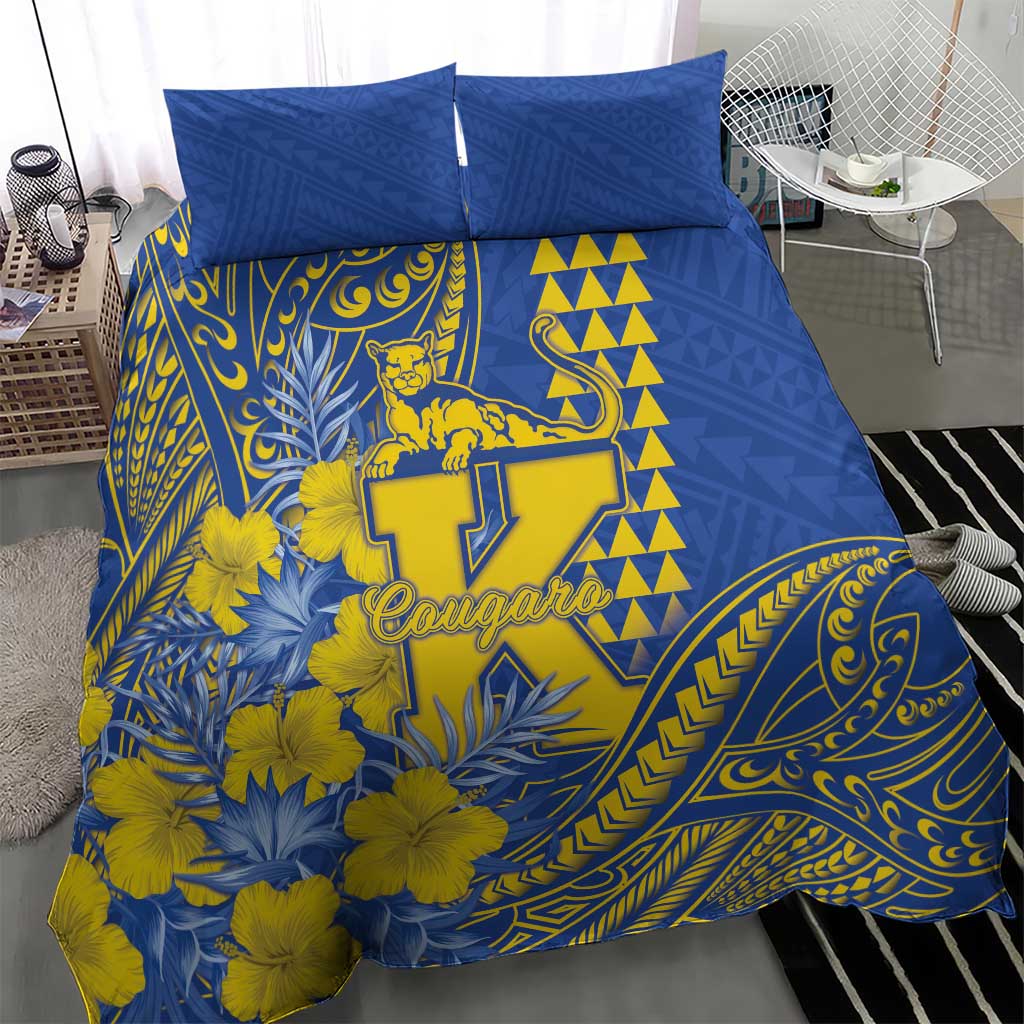 Hawaii Kaiser High School Bedding Set Tribal Tattoo With Hibiscus Flowers