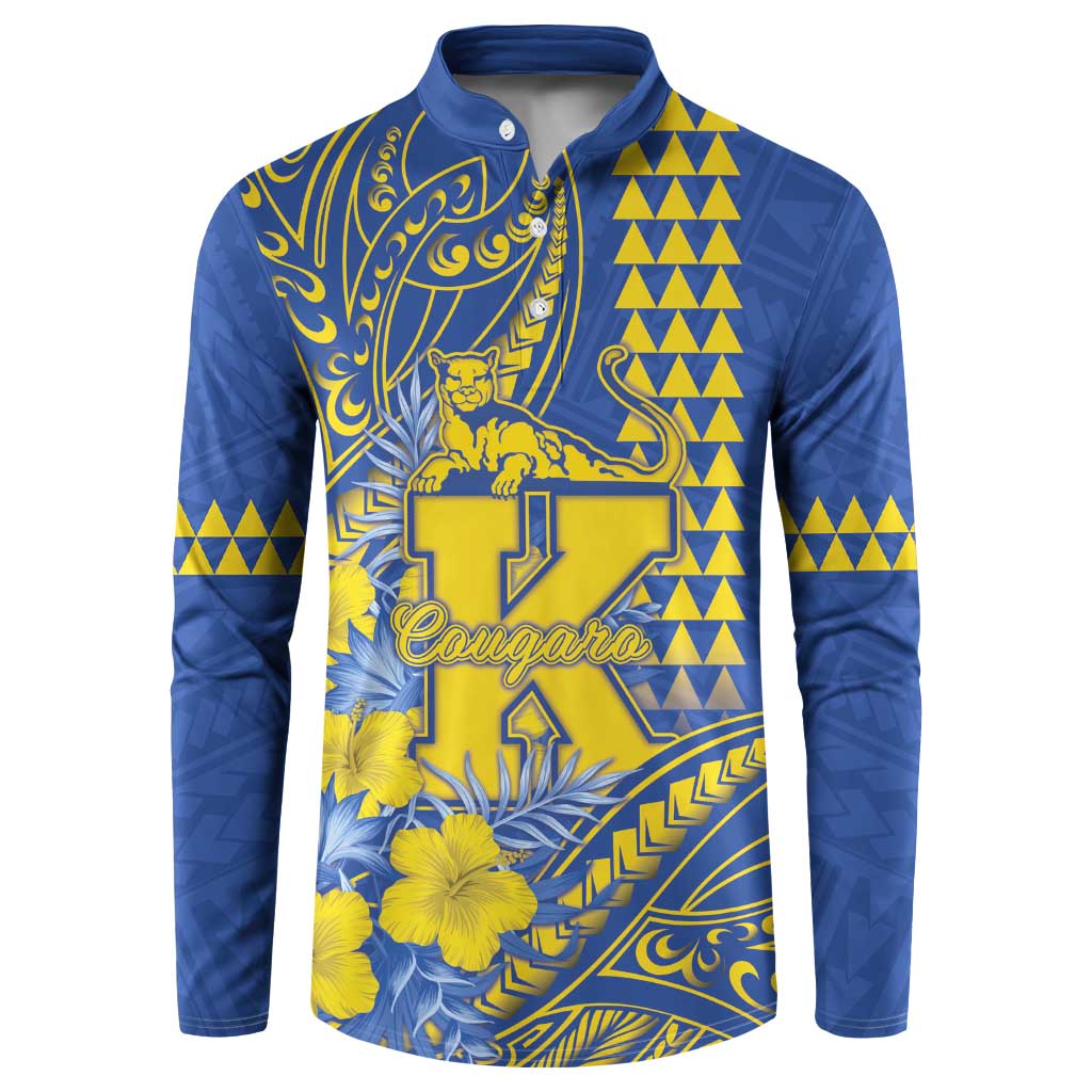 Personalised Hawaii Kaiser High School Button Sweatshirt Tribal Tattoo With Hibiscus Flowers