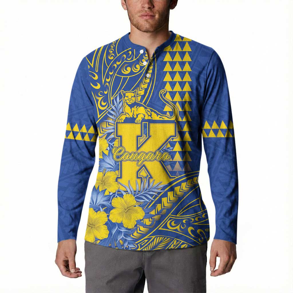 Personalised Hawaii Kaiser High School Button Sweatshirt Tribal Tattoo With Hibiscus Flowers
