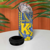 Personalised Hawaii Kaiser High School 4 in 1 Can Cooler Tumbler Tribal Tattoo With Hibiscus Flowers
