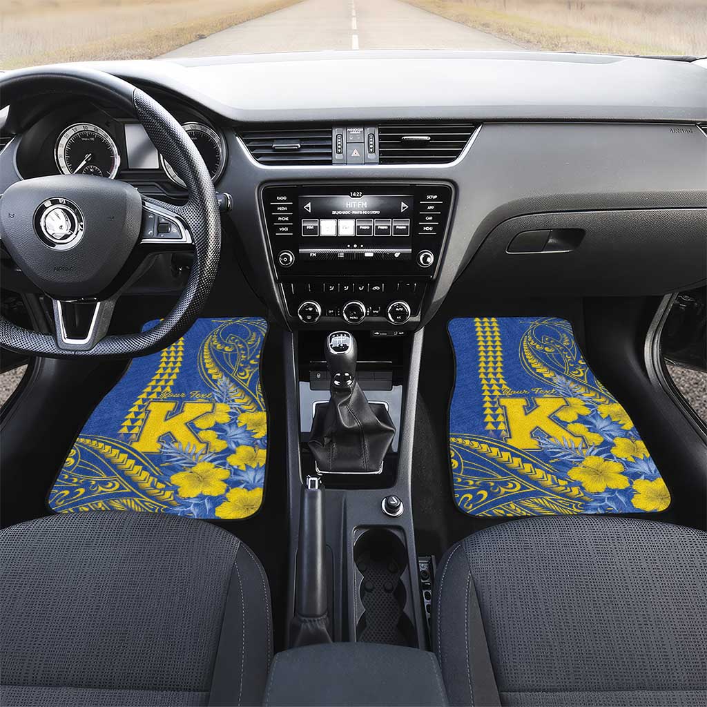 Personalised Hawaii Kaiser High School Car Mats Tribal Tattoo With Hibiscus Flowers