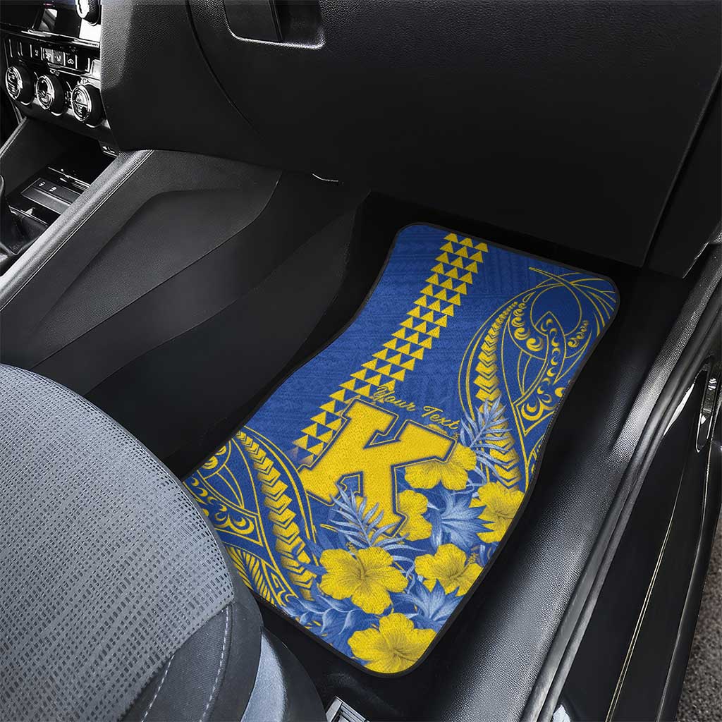 Personalised Hawaii Kaiser High School Car Mats Tribal Tattoo With Hibiscus Flowers