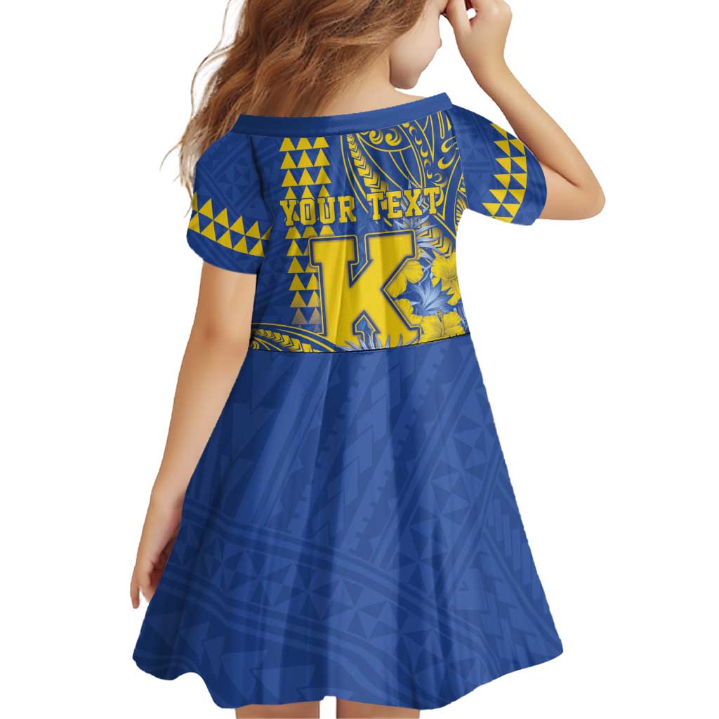 Personalised Hawaii Kaiser High School Family Matching Long Sleeve Bodycon Dress and Hawaiian Shirt Tribal Tattoo With Hibiscus Flowers LT05 - Polynesian Pride