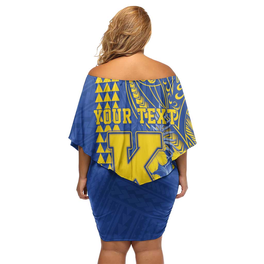 Personalised Hawaii Kaiser High School Family Matching Off Shoulder Short Dress and Hawaiian Shirt Tribal Tattoo With Hibiscus Flowers LT05 - Polynesian Pride