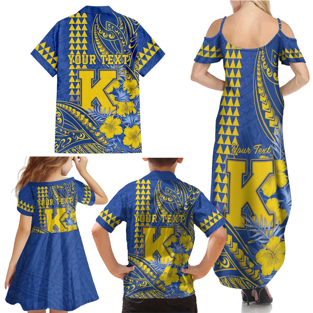 Personalised Hawaii Kaiser High School Family Matching Summer Maxi Dress and Hawaiian Shirt Tribal Tattoo With Hibiscus Flowers LT05 - Polynesian Pride