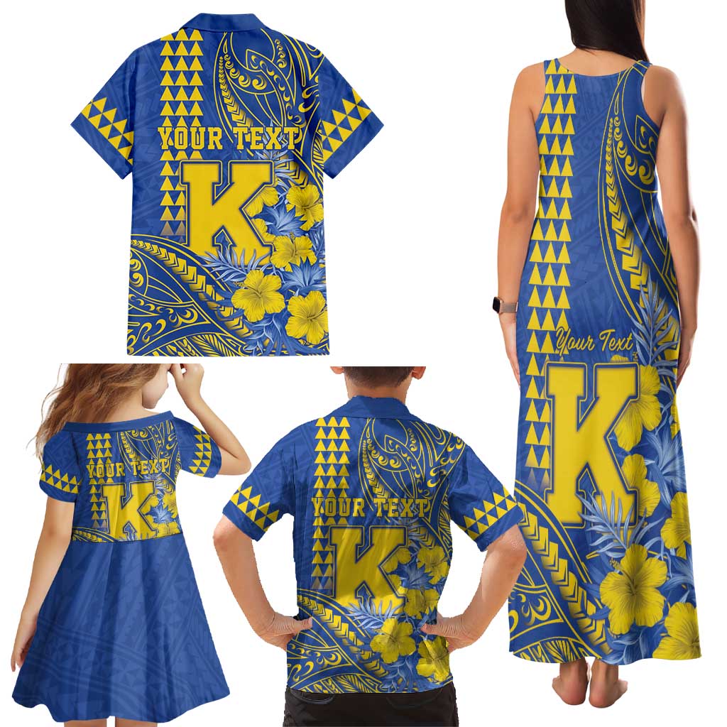 Personalised Hawaii Kaiser High School Family Matching Tank Maxi Dress and Hawaiian Shirt Tribal Tattoo With Hibiscus Flowers LT05 - Polynesian Pride
