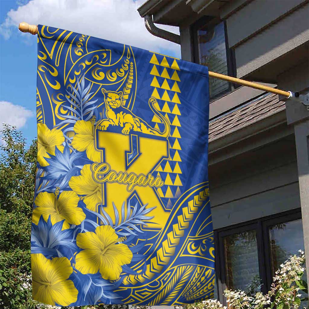 Hawaii Kaiser High School Garden Flag Tribal Tattoo With Hibiscus Flowers