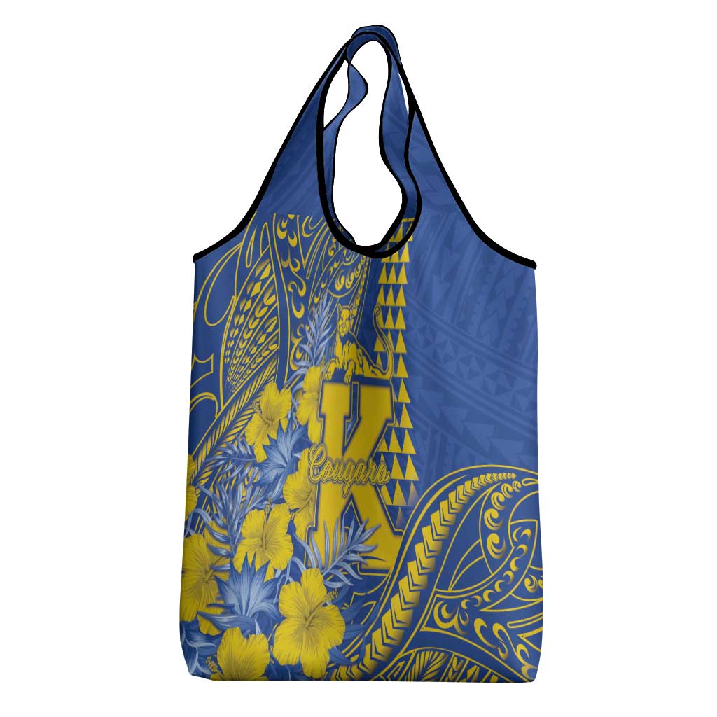 Hawaii Kaiser High School Grocery Bag Tribal Tattoo With Hibiscus Flowers