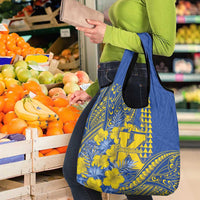Hawaii Kaiser High School Grocery Bag Tribal Tattoo With Hibiscus Flowers