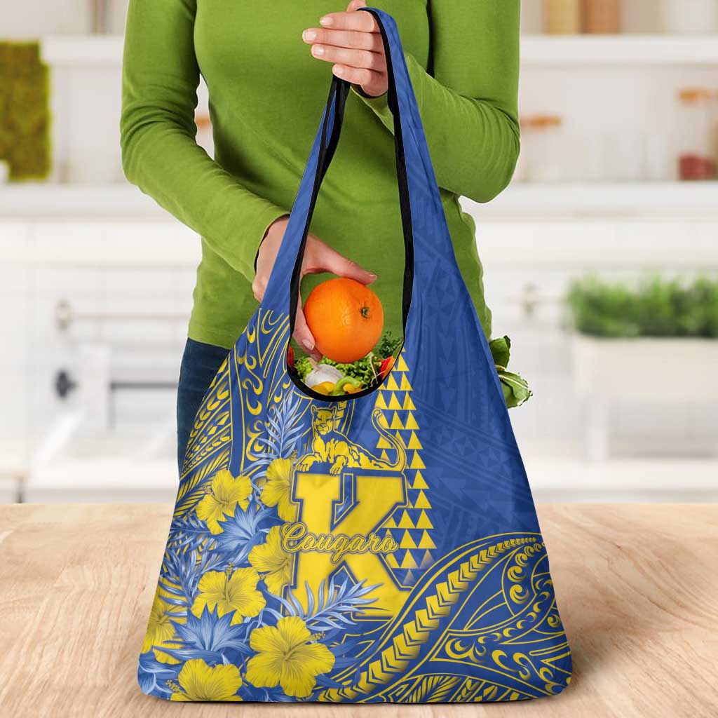 Hawaii Kaiser High School Grocery Bag Tribal Tattoo With Hibiscus Flowers