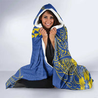 Hawaii Kaiser High School Hooded Blanket Tribal Tattoo With Hibiscus Flowers