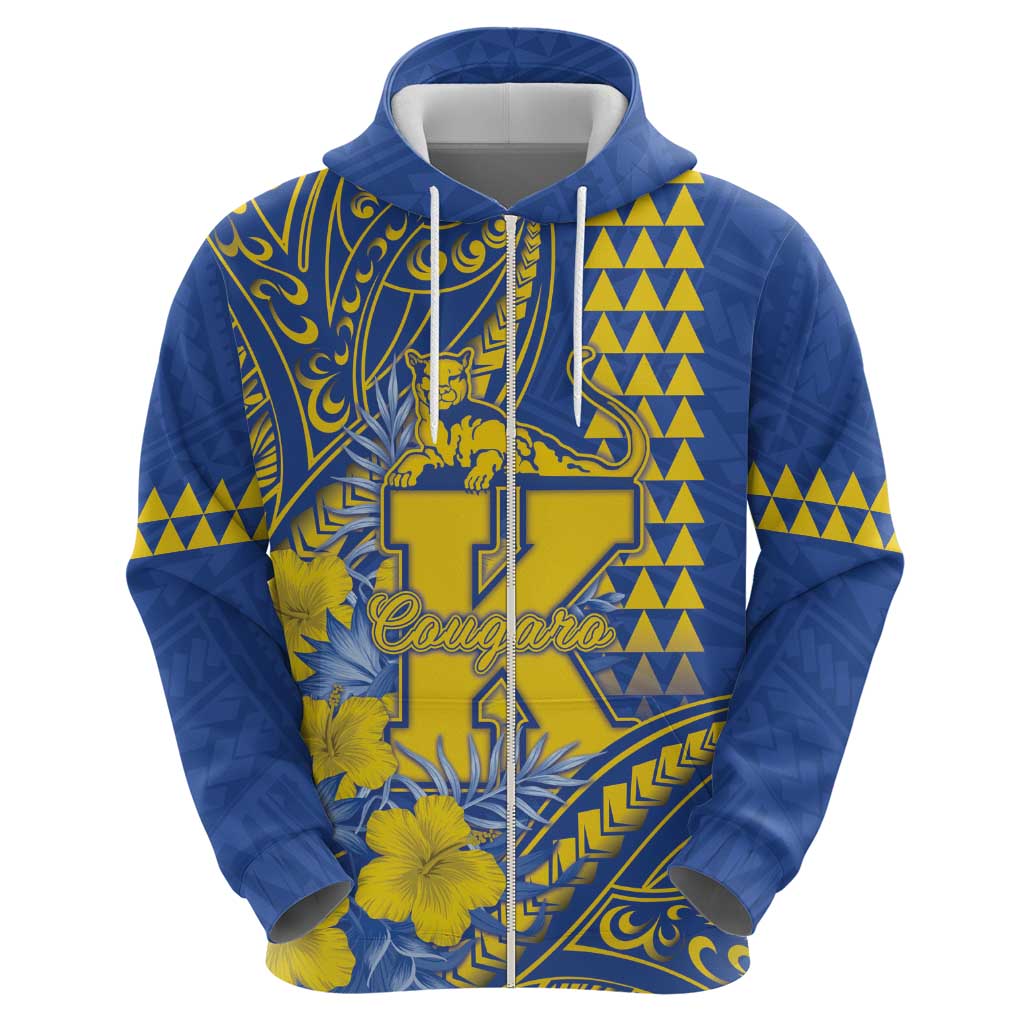 Personalised Hawaii Kaiser High School Hoodie Tribal Tattoo With Hibiscus Flowers