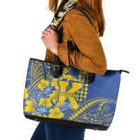 Hawaii Kaiser High School Leather Tote Bag Tribal Tattoo With Hibiscus Flowers