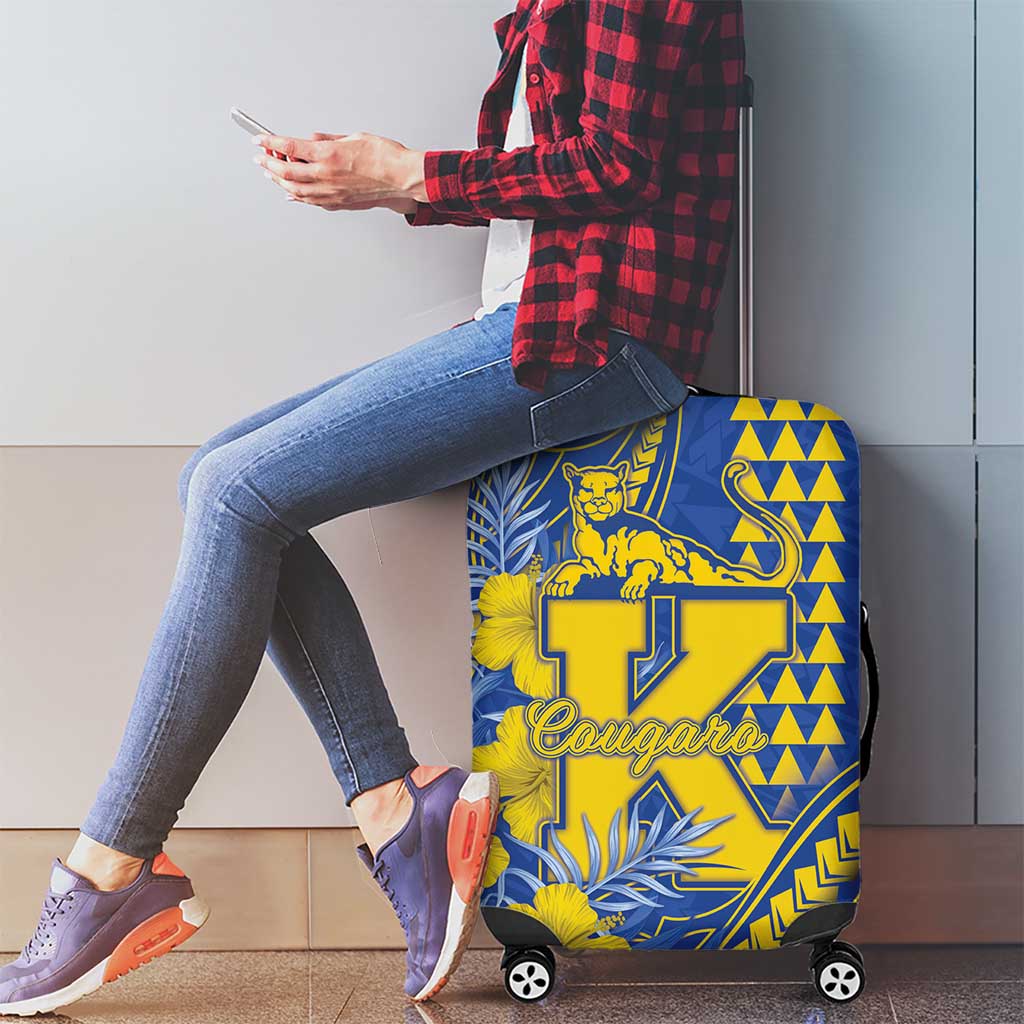 Hawaii Kaiser High School Luggage Cover Tribal Tattoo With Hibiscus Flowers