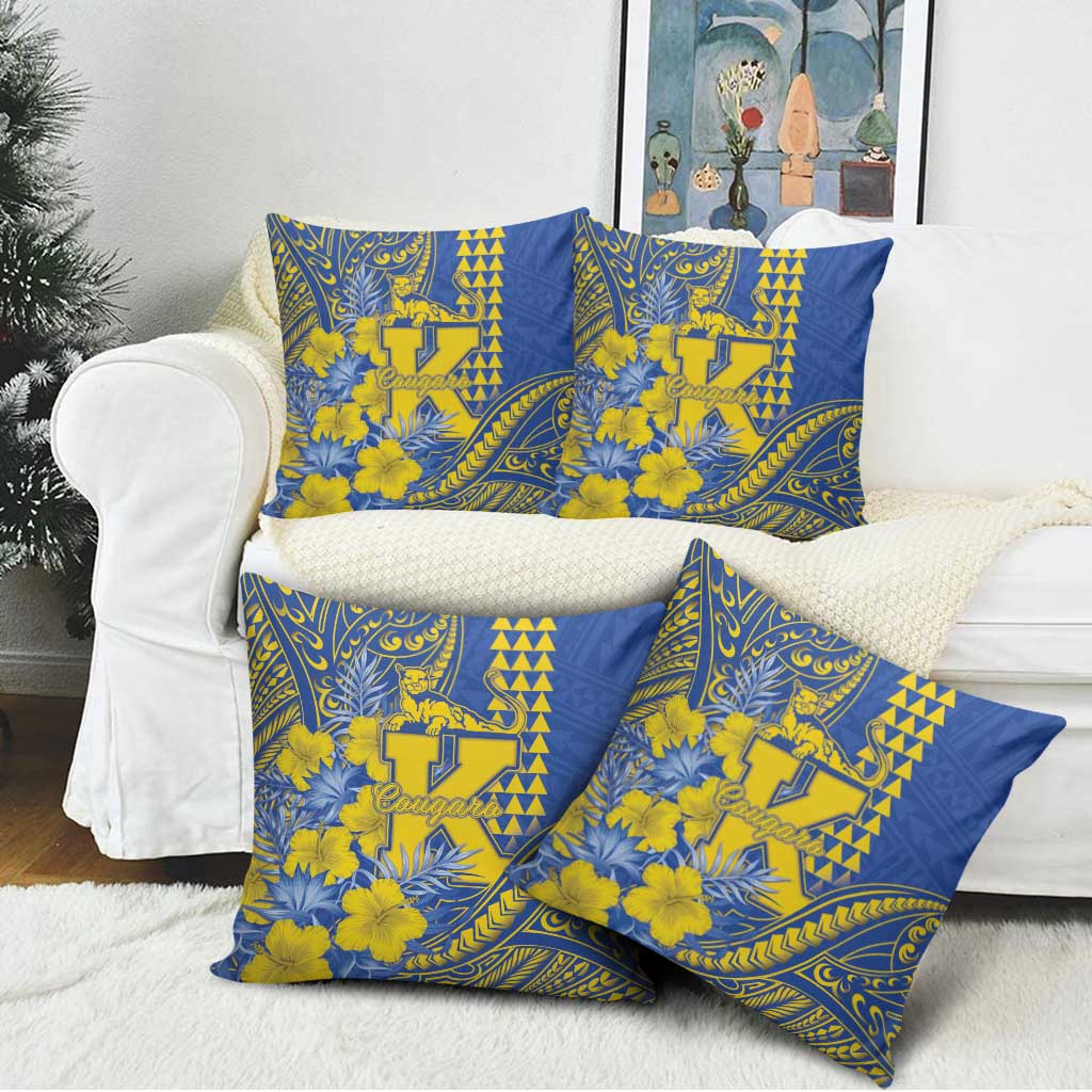 Hawaii Kaiser High School Pillow Cover Tribal Tattoo With Hibiscus Flowers