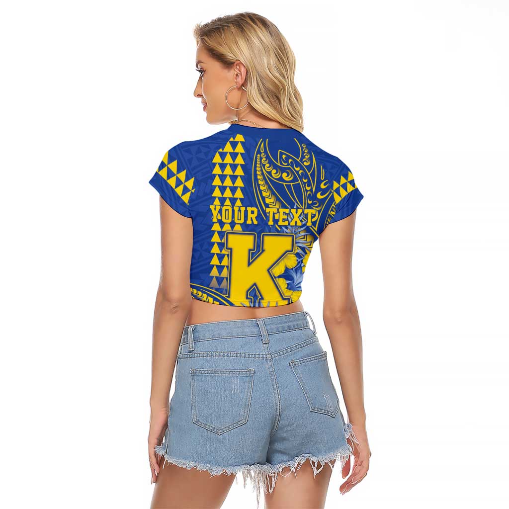 Personalised Hawaii Kaiser High School Raglan Cropped T Shirt Tribal Tattoo With Hibiscus Flowers