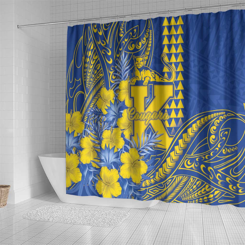 Hawaii Kaiser High School Shower Curtain Tribal Tattoo With Hibiscus Flowers