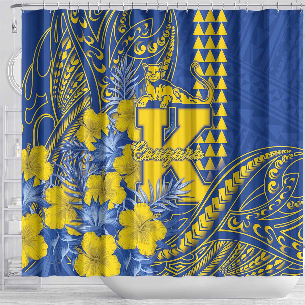 Hawaii Kaiser High School Shower Curtain Tribal Tattoo With Hibiscus Flowers