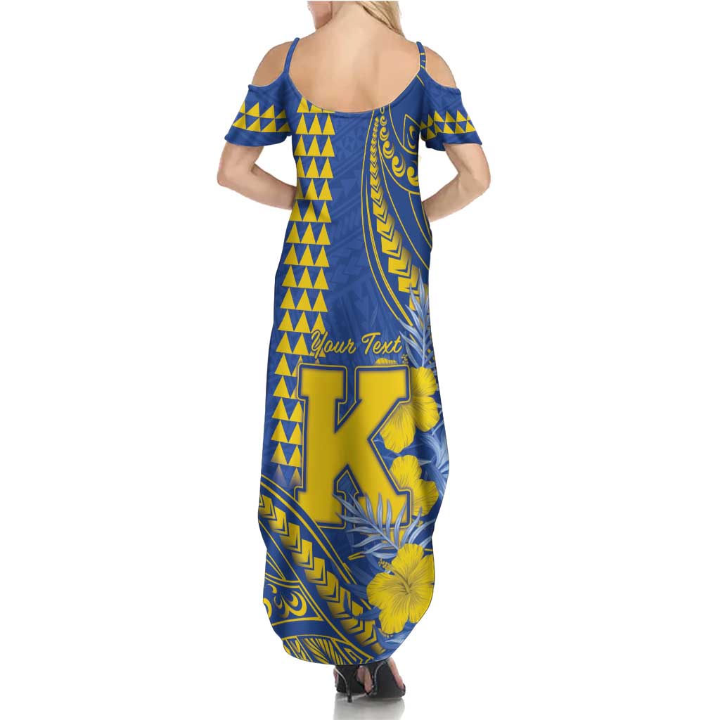 Personalised Hawaii Kaiser High School Summer Maxi Dress Tribal Tattoo With Hibiscus Flowers
