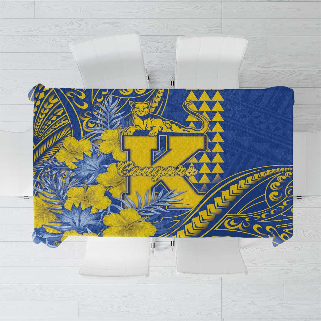 Hawaii Kaiser High School Tablecloth Tribal Tattoo With Hibiscus Flowers