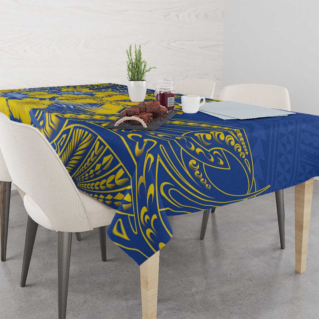 Hawaii Kaiser High School Tablecloth Tribal Tattoo With Hibiscus Flowers