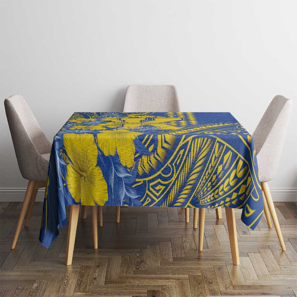 Hawaii Kaiser High School Tablecloth Tribal Tattoo With Hibiscus Flowers