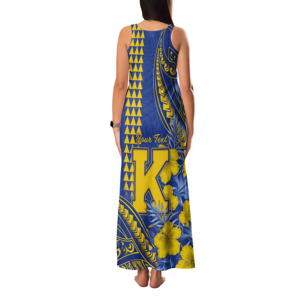 Personalised Hawaii Kaiser High School Tank Maxi Dress Tribal Tattoo With Hibiscus Flowers