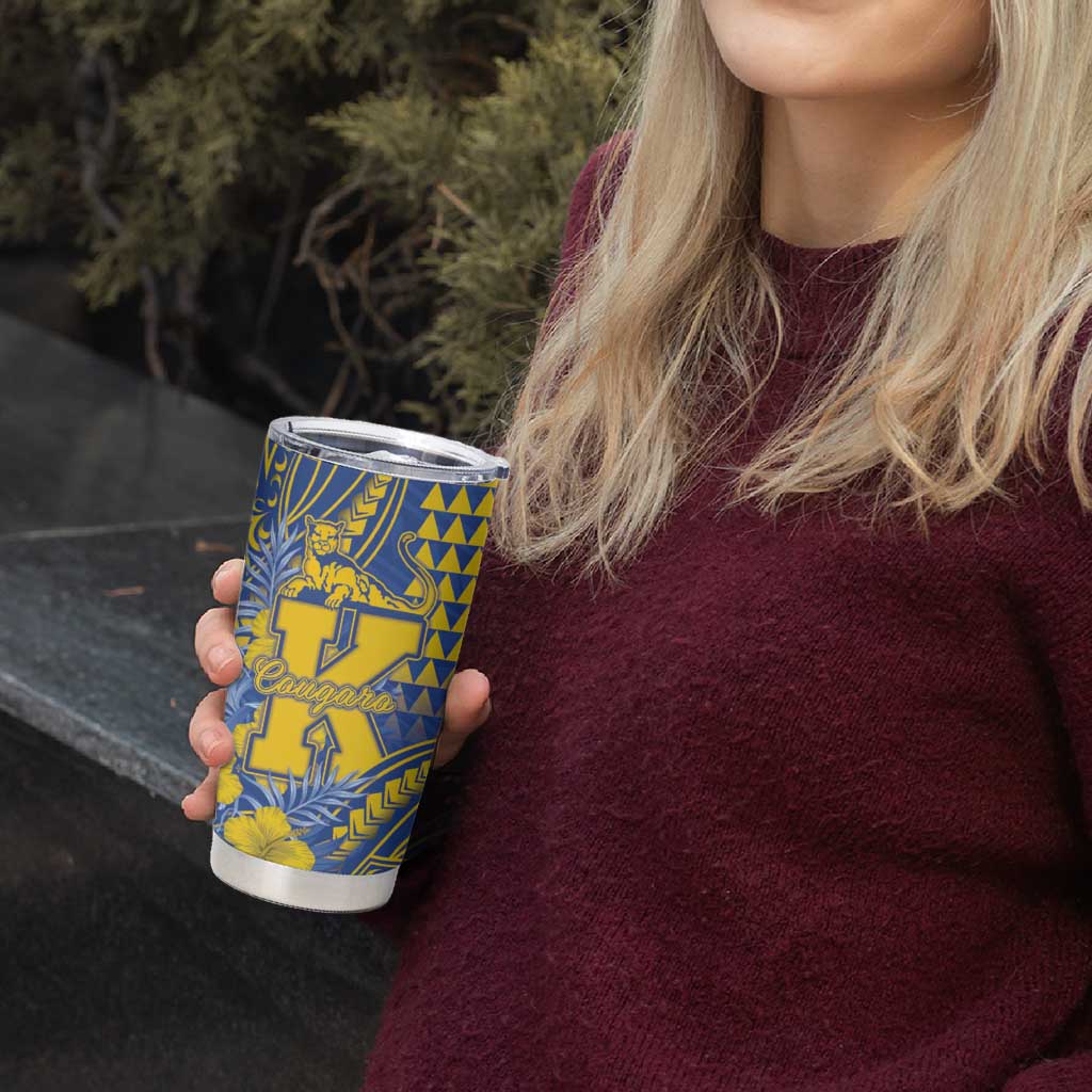 Personalised Hawaii Kaiser High School Tumbler Cup Tribal Tattoo With Hibiscus Flowers
