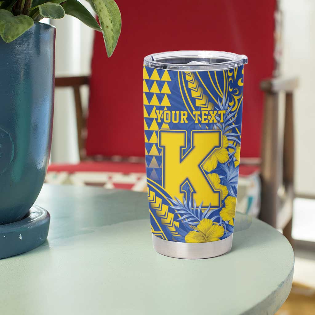 Personalised Hawaii Kaiser High School Tumbler Cup Tribal Tattoo With Hibiscus Flowers