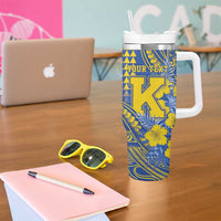Personalised Hawaii Kaiser High School Tumbler With Handle Tribal Tattoo With Hibiscus Flowers