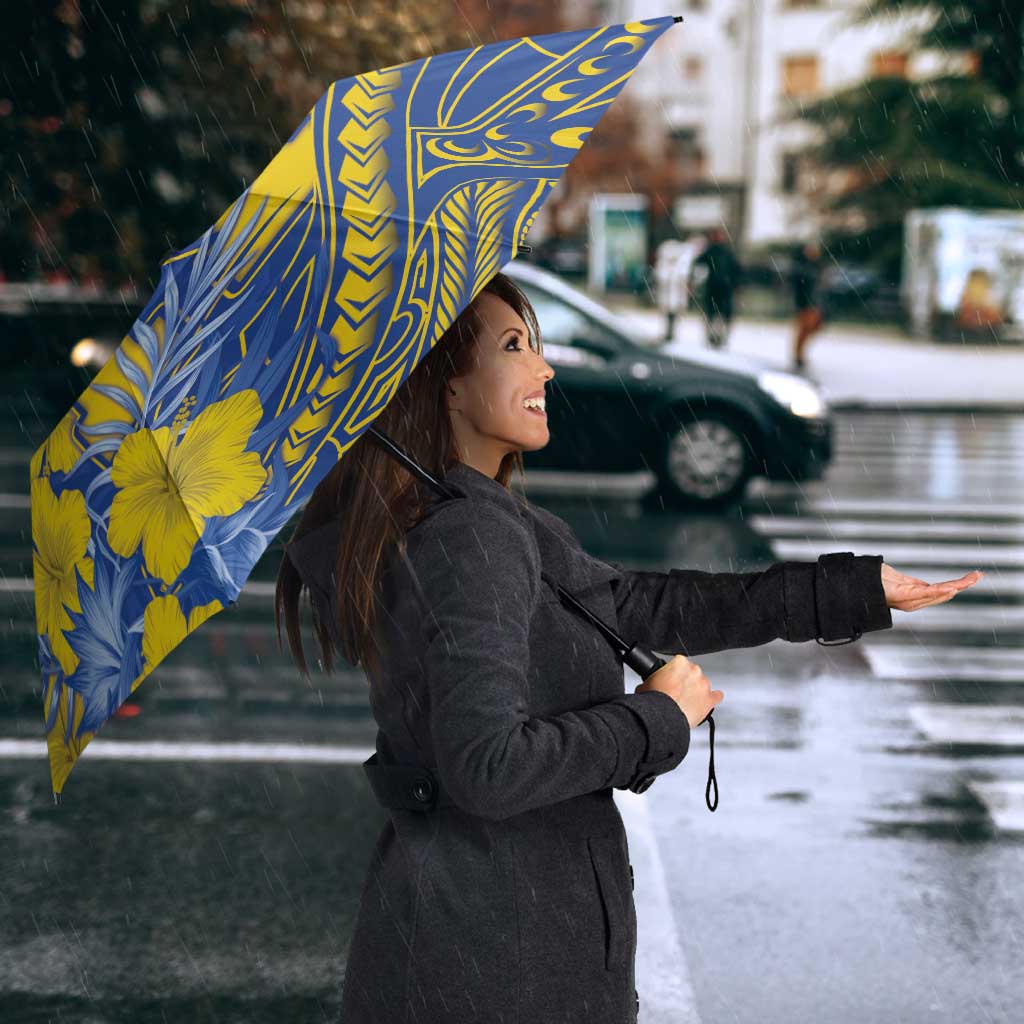 Hawaii Kaiser High School Umbrella Tribal Tattoo With Hibiscus Flowers