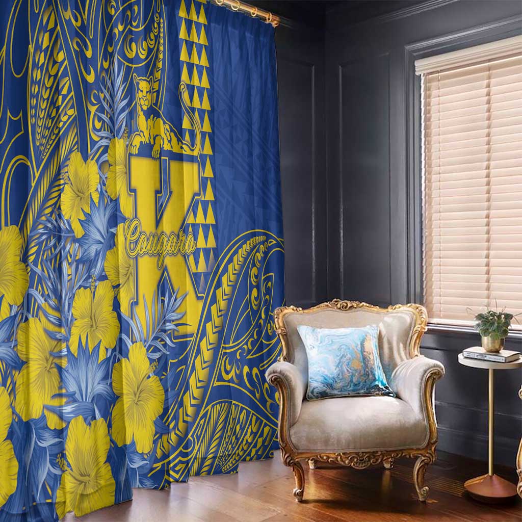 Hawaii Kaiser High School Window Curtain Tribal Tattoo With Hibiscus Flowers