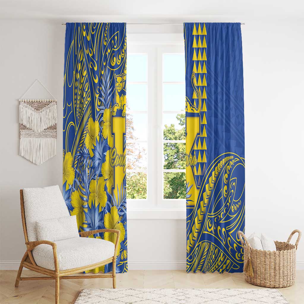 Hawaii Kaiser High School Window Curtain Tribal Tattoo With Hibiscus Flowers