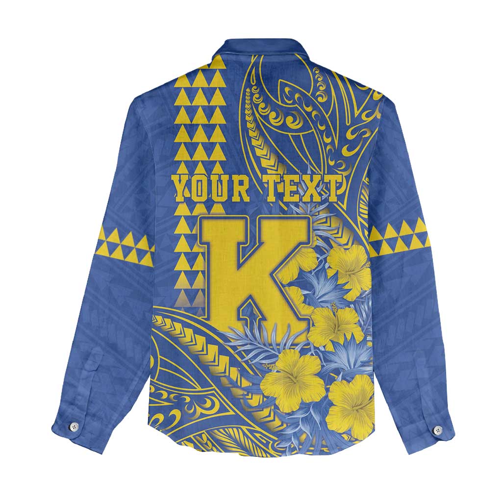 Personalised Hawaii Kaiser High School Women Casual Shirt Tribal Tattoo With Hibiscus Flowers