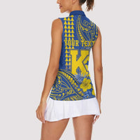 Personalised Hawaii Kaiser High School Women Sleeveless Polo Shirt Tribal Tattoo With Hibiscus Flowers LT05 - Polynesian Pride