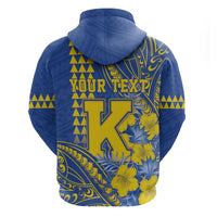Personalised Hawaii Kaiser High School Zip Hoodie Tribal Tattoo With Hibiscus Flowers