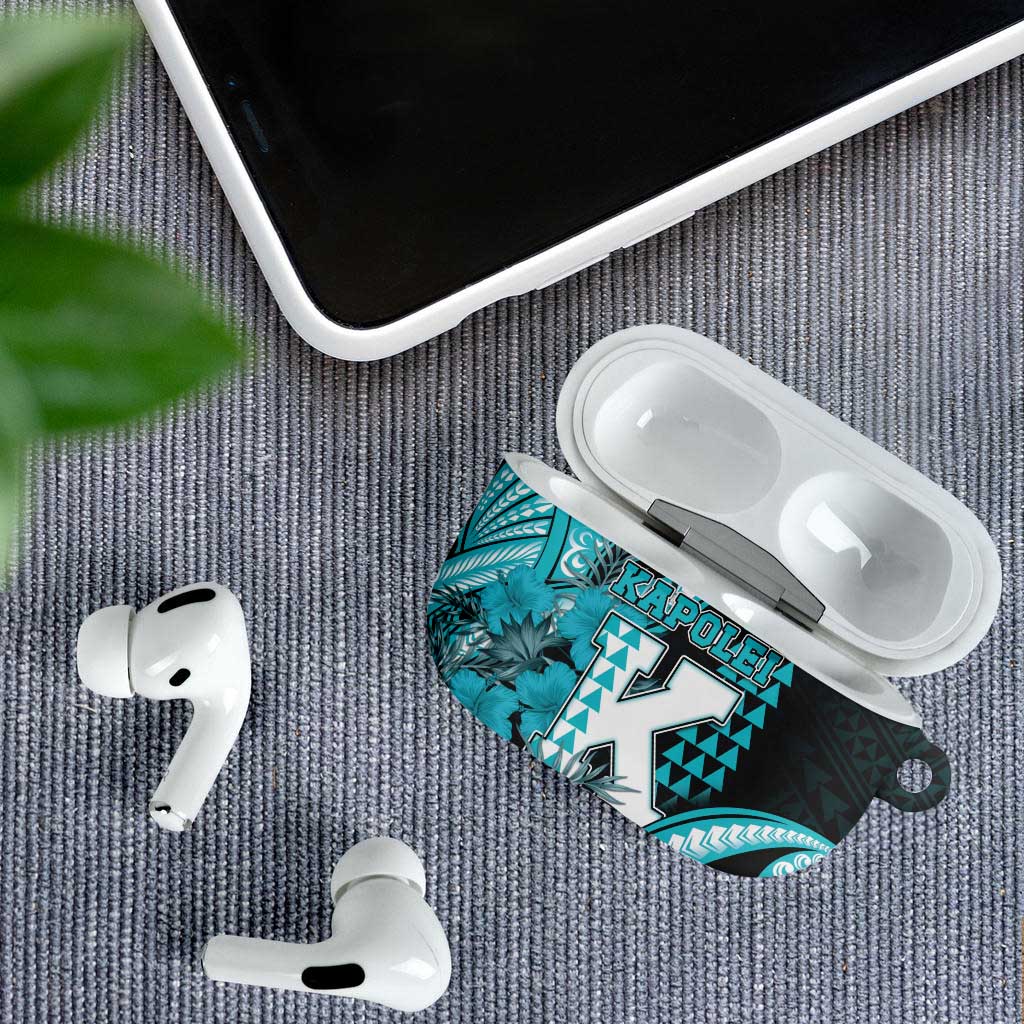 Hawaii Kapolei High School AirPods Case Tribal Tattoo With Hibiscus Flowers