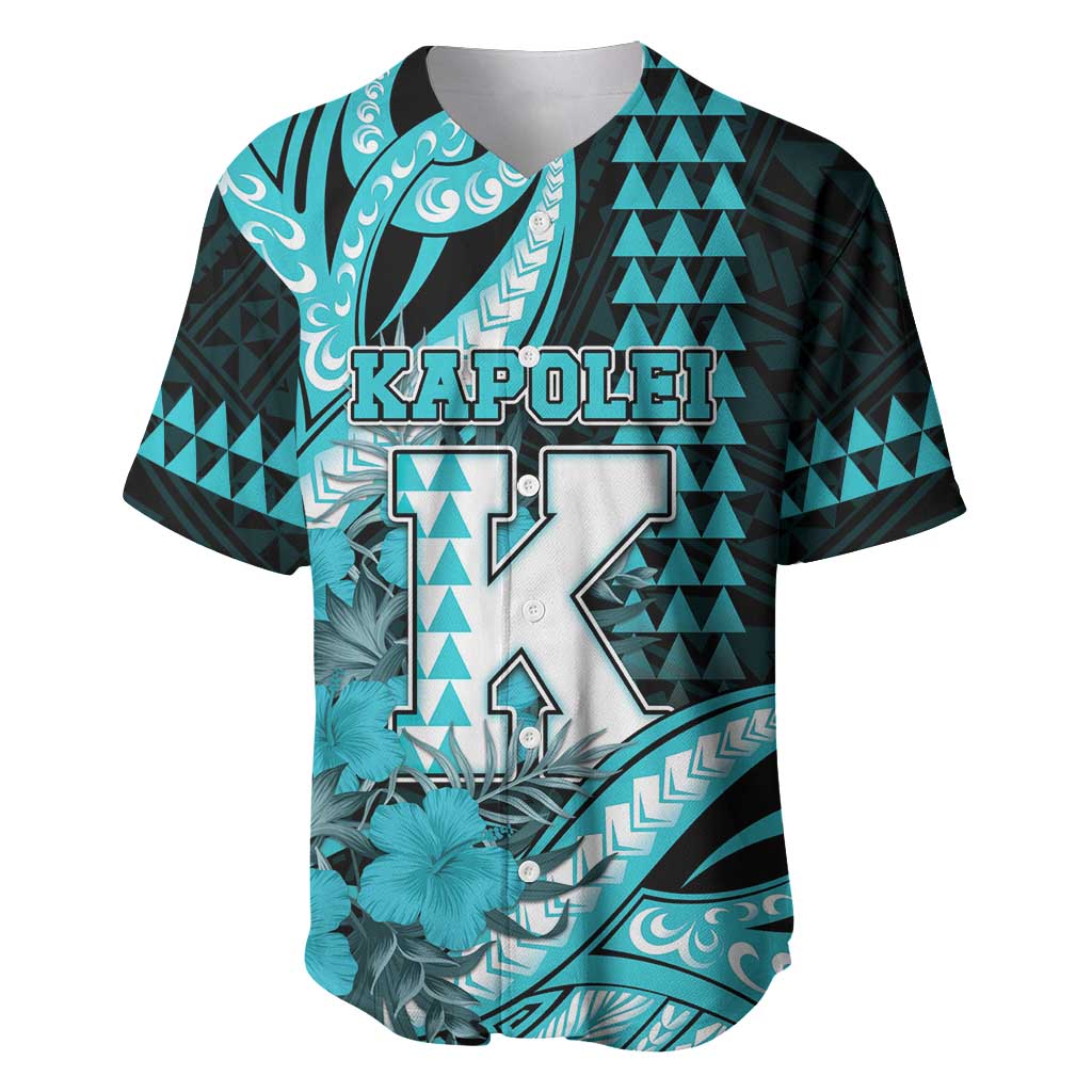 Personalised Hawaii Kapolei High School Baseball Jersey Tribal Tattoo With Hibiscus Flowers