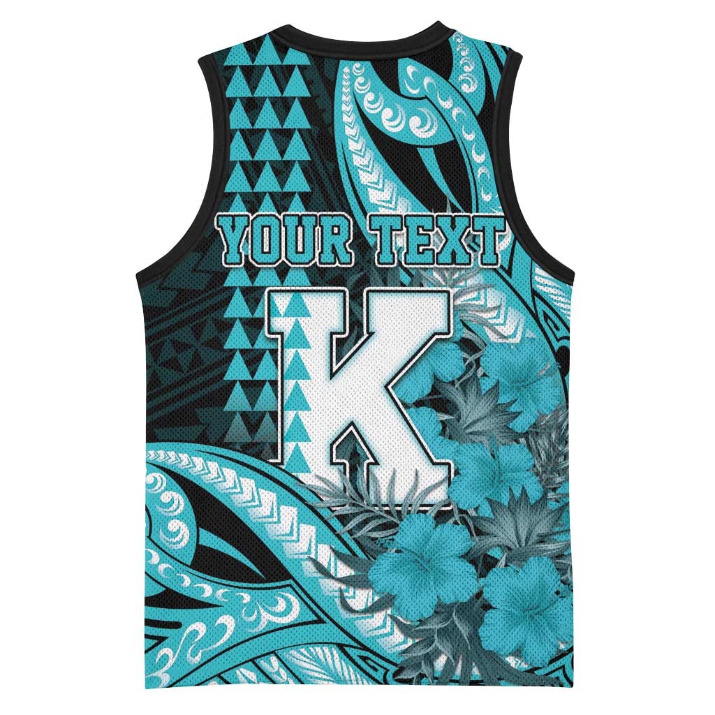 Personalised Hawaii Kapolei High School Basketball Jersey Tribal Tattoo With Hibiscus Flowers