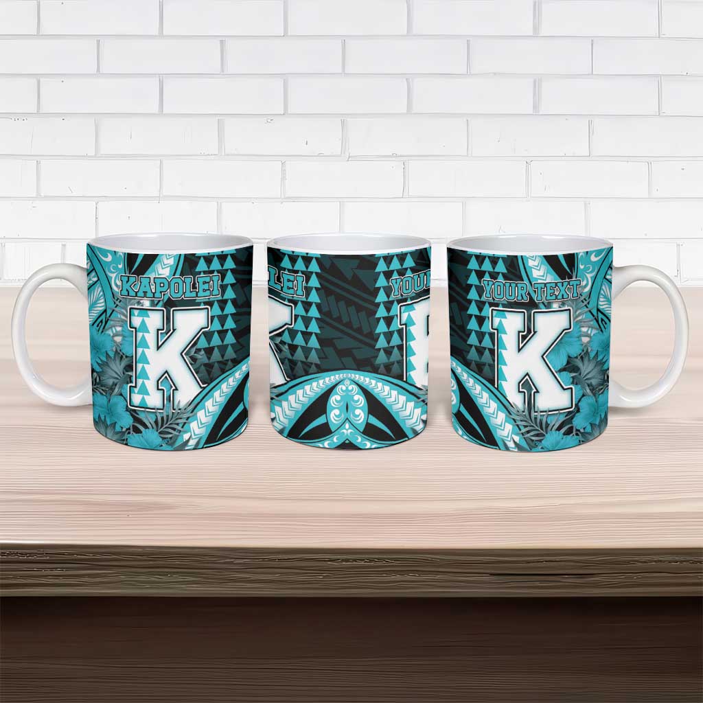 Personalised Hawaii Kapolei High School Ceramic Mug Tribal Tattoo With Hibiscus Flowers
