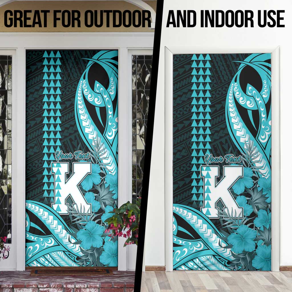 Personalised Hawaii Kapolei High School Door Cover Tribal Tattoo With Hibiscus Flowers