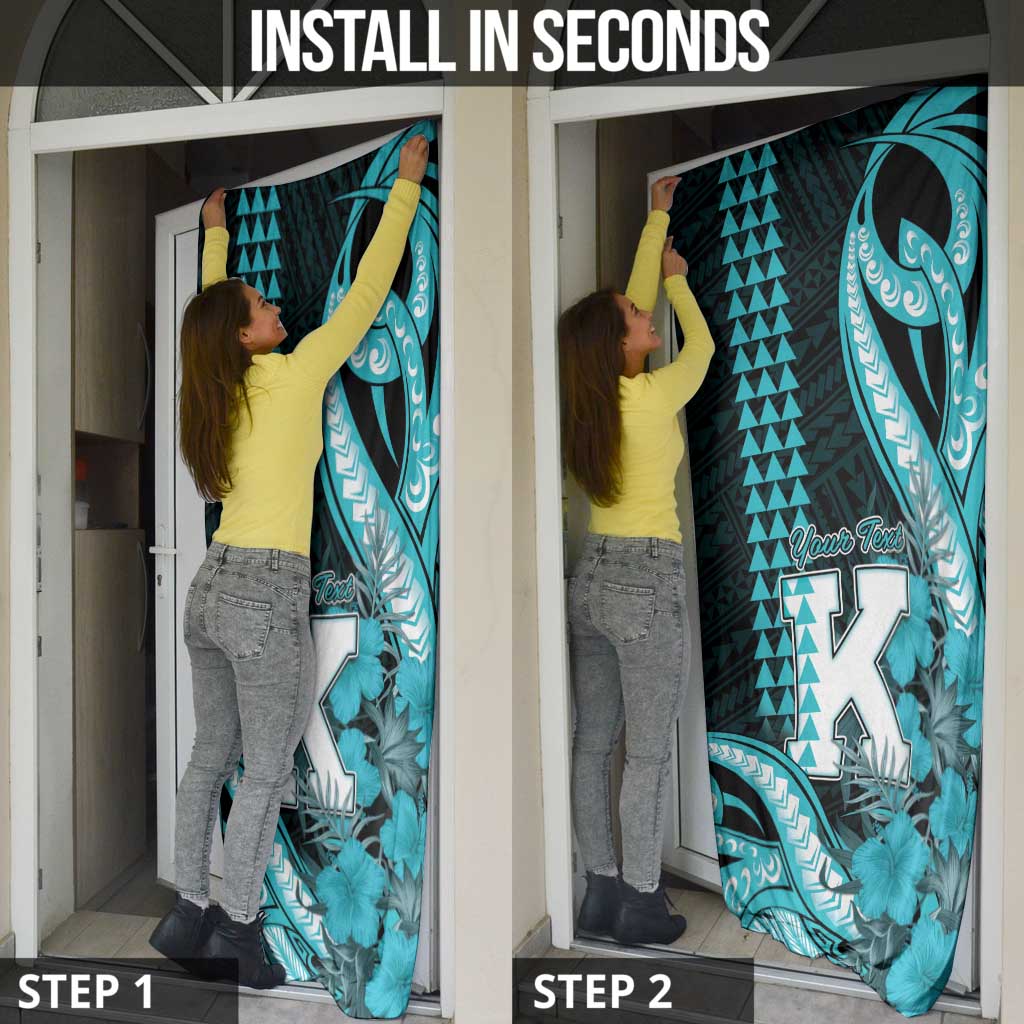 Personalised Hawaii Kapolei High School Door Cover Tribal Tattoo With Hibiscus Flowers