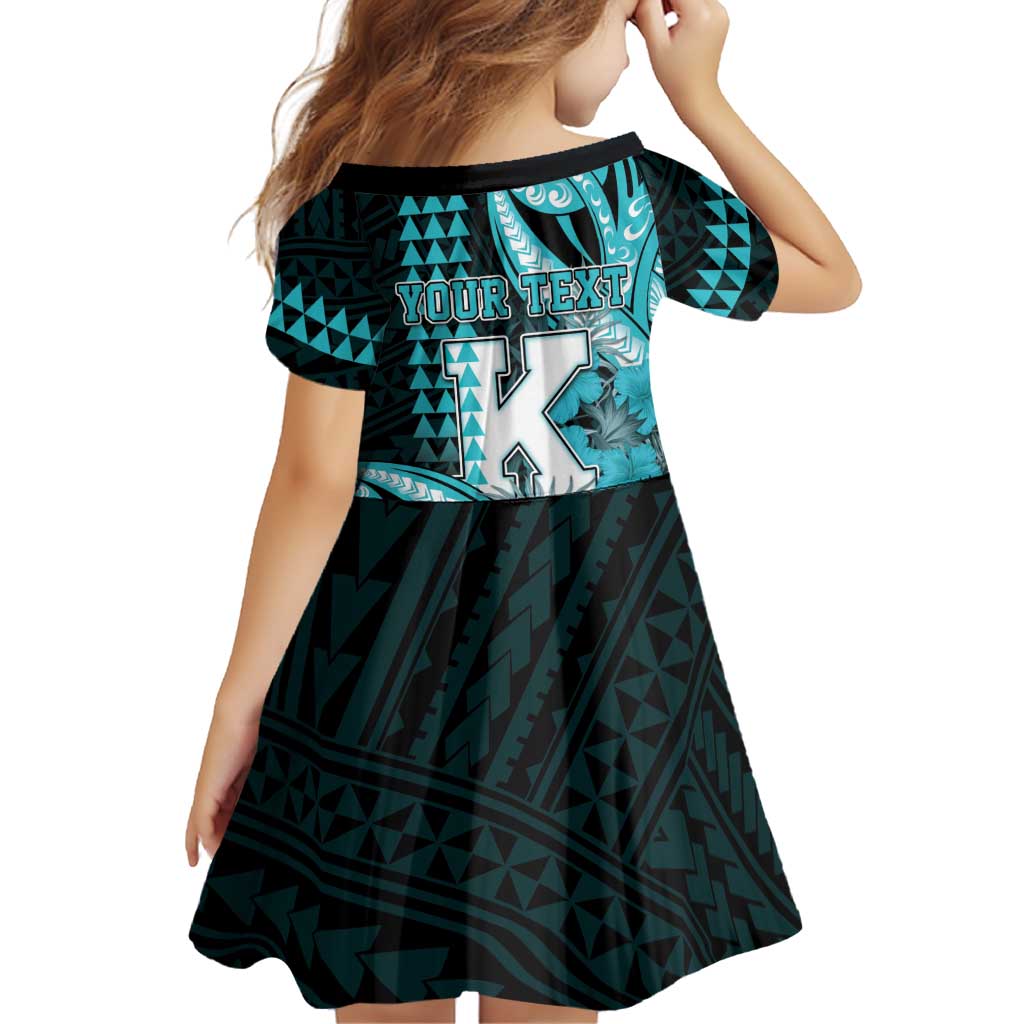 Personalised Hawaii Kapolei High School Family Matching Long Sleeve Bodycon Dress and Hawaiian Shirt Tribal Tattoo With Hibiscus Flowers LT05 - Polynesian Pride
