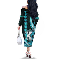 Personalised Hawaii Kapolei High School Family Matching Off The Shoulder Long Sleeve Dress and Hawaiian Shirt Tribal Tattoo With Hibiscus Flowers LT05 - Polynesian Pride