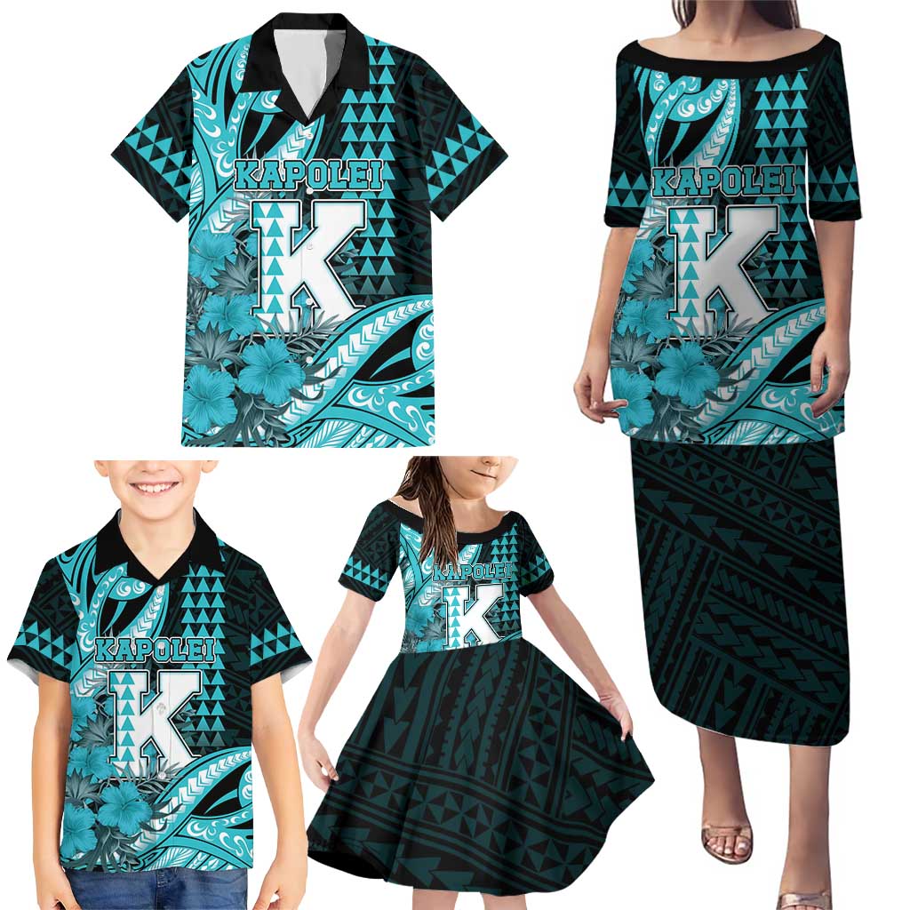 Personalised Hawaii Kapolei High School Family Matching Puletasi and Hawaiian Shirt Tribal Tattoo With Hibiscus Flowers LT05 - Polynesian Pride