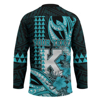 Personalised Hawaii Kapolei High School Hockey Jersey Tribal Tattoo With Hibiscus Flowers